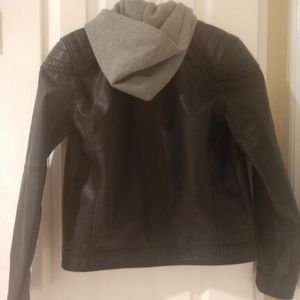H&M Faux Leather Hooded Biker Jacket